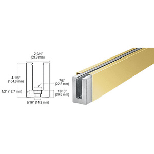 CRL Polished Brass B7S Series Custom Length Square Base Shoe Drilled for 3/4 Glass