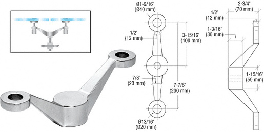 CRL Brushed Stainless Double Arm Heavy Duty Post or Column Mount Spider Fitting