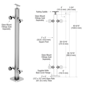 CRL 316 Polished Stainless Custom P1 Series 180 Degree Center Post Railing Kit