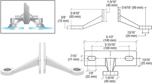 CRL Polished Stainless Regular Duty Spider Fitting Double Arm Fin Mount Frame