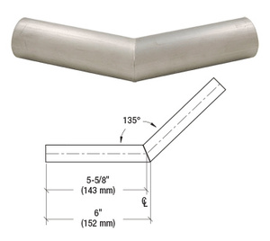 CRL Brushed Stainless Steel 1-1/2" Schedule 40 - 135 Degree Corner