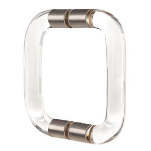 Brushed Nickel 6" Acrylic Back to Back Thru-Glass Handles