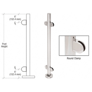 CRL Polished Stainless 36" Steel Round Glass Clamp 180 Degree Center Post Railing Kit