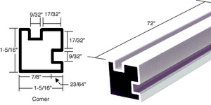 CRL Buffed Brite Anodized 72" Corner Post Extrusion