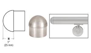 CRL Brushed Stainless Dome End Cap for 2" Tubing