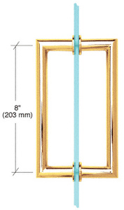 CRL Polished Brass 8" MT Series Round Tubing Mitered Corner Back-to-Back Pull Handle