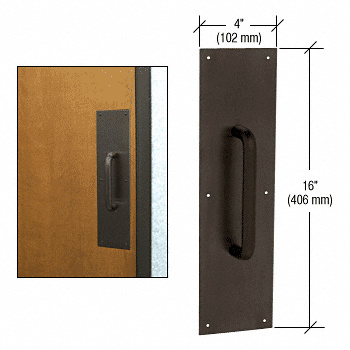 CRL 3/4" Diameter Oil Rubbed Bronze 8" Pull Handle with 4" x 16" Pull Plate