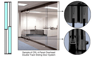 CRL Black Powder Coated 2-Panel Overhead Double Track Sliding Door System