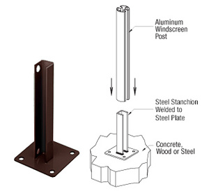 CRL Bronze AWS Steel Stanchion for 135 Degree Rectangular Center Posts