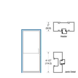 CRL-U.S. Aluminum Clear Anodized Class 1 Up and Over left Hand Frame for Single Butt Hung Door Using Surface Mount Closer