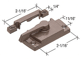 CRL Bronze Sash Lock with Lugs - 11/16" Backset 2-1/16" Mounting Holes