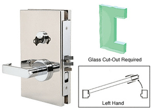 CRL Polished Stainless 6" x 10" LH Center Lock with Deadlatch in Office Function