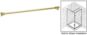 CRL Polished Brass Frameless Shower Door Fixed Panel Wall-to-Glass Support Bar for 3/8" to 1/2" Thick Glass