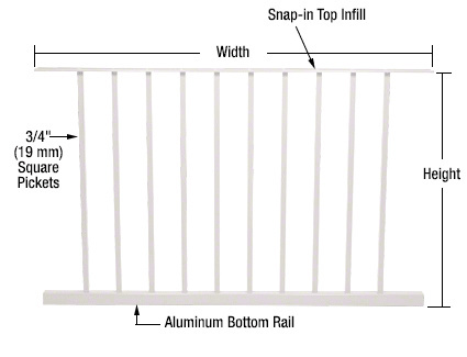 CRL Sky White 200, 300, 350, and 400 Series 48"W x 36"H Picket Panel