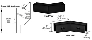 CRL Matte Black 135 Degree "Sleeve Over" Glass Clamp