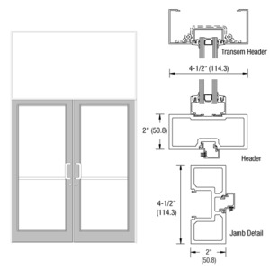 CRL-U.S. Aluminum White KYNAR® Paint 76" x 126" Series DF800 Tubular Offset Hung Transom Frame Blank (2FT)