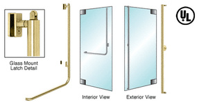 CRL-Blumcraft® Polished Brass Right Hand Reverse Glass Mount Keyed Access "F" Exterior, Top Securing Panic Handle