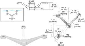 CRL Polished Stainless Regular Duty 3-Way Spider Fitting Arm Column Mount