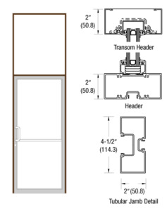 CRL-U.S. Aluminum Custom Size Dark Bronze/Black Anodized Class 1 Series 451 Tubular Butt Hinge Transom Frame Complete (1FT)