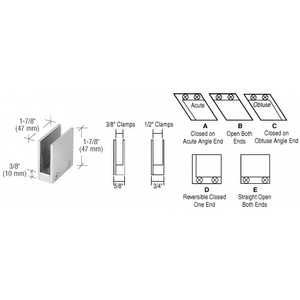 CRL Brushed Nickel 1/2" 90 Degree Straight Open Center Clamps Type 'E' Stair and Walkway Railings