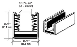 CRL Rigid 9/16" x 9/16" Marine Glass Run Channel - 96" Length