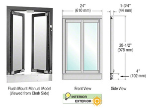 CRL Bronze Anodized Manual Flush Mount Bi-Fold Service Window