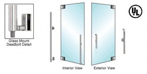 CRL-Blumcraft® Brushed Stainless Right Hand Reverse Glass Mount Cylinder Outside, Thumbturn Inside "P" Exterior Bottom Securing Deadbolt Handle