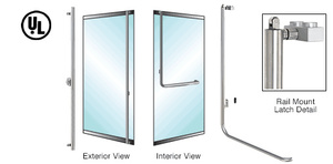 CRL-Blumcraft® Brushed Stainless Left Hand Reverse Rail Mount Keyed Access "F" Exterior Balanced Door Panic Handle for 3/4" Glass