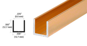 CRL Brite Gold Anodized 3/8" Single U-Aluminum Channel