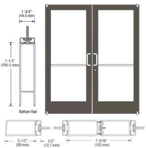 CRL-U.S. Aluminum Bronze Black Anodized Custom Pair Series 400 Medium Stile Offset Pivot Entrance Doors for Surface Mount Door Closers