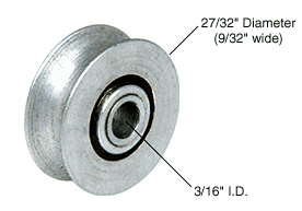 CRL 27/32" Diameter x 9/32" Wide Steel Ball-Bearing Replacement Roller