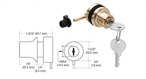 CRL Brass Random Keyed Thru-Glass Plunger Lock