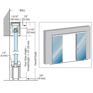 CRL Polished Stainless GSDH2 Series Bi-Parting Bottom Rolling Door Installation Assembly - 118"