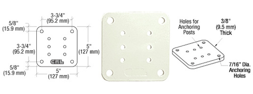 CRL Oyster White 5" x 5" Square Base Plate