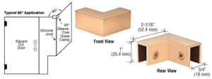 CRL Satin Brass 90 Degree "Sleeve Over" Glass Clamp