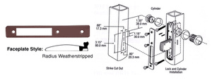 CRL Dark Bronze Radius Weather-stripped Faceplate for DL2110 Series Long Throw Deadlocks