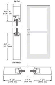 CRL-U.S. Aluminum White KYNAR® Paint IG500 Series Custom Pair StormFront™ Gear Hinged Entrance for Panic and Surface Closer