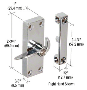 CRL Chrome Sliding Screen Door Latch and Strike with 2-1/4" Screw Holes