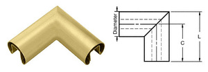 CRL Satin Brass 63.5 mm Diameter 90 Degree Horizontal Corner for 21.52 or 25.52 mm Glass Cap Railing