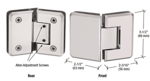 CRL Satin Nickel Pinnacle 345 Series Adjustable 135 Degree Glass-to-Glass Hinge