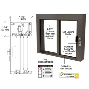 CRL Dark Bronze Bullet Resistant Level 1 Exterior Manual Sliding Service Window