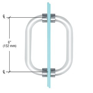 CRL 6" Acrylic Back-to-Back Shower Door Pull Handle with Chrome Rings