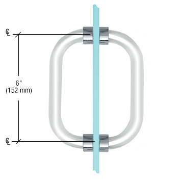 CRL 6" Acrylic Back-to-Back Shower Door Pull Handle with Chrome Rings