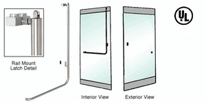 CRL-Blumcraft® Polished Stainless Right Hand Reverse Rail Mount Retainer Plate "Z" Exterior, Top Securing Panic Handle