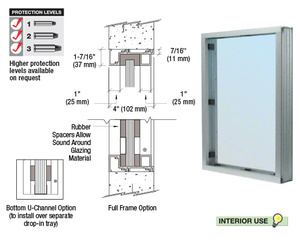 CRL Satin Anodized Aluminum Narrow Inset Frame Interior Glazed Vision Window