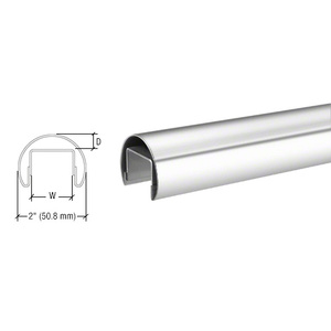 CRL Polished Stainless 50.8 mm Premium Cap Rail for 21.52 mm or 25.52 mm Glass  - 3 m Long