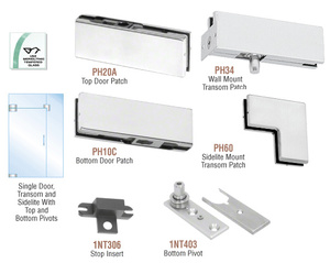 CRL Satin Anodized North American Patch Door Kit for Use With Fixed Transom and One Sidelite - Without Lock