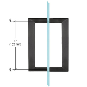 CRL Matte Black 6" x 6" SQ Series Square Tubing Back-to-Back Pull Handle