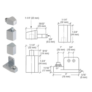 CRL Jackson® Aluminum Left Hand 3/4" Offset Pivot Hinge Set - Flush with Frame Face