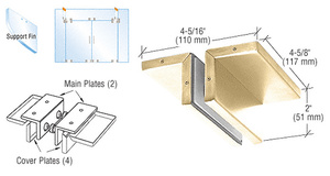 CRL Brass Ceiling Mounted Support Fin Bracket Patch Fitting